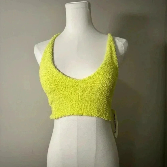 NWT URBAN OUTFITTERS CHARTRUESE TIE UP FUZZY TOP M - Picture 3 of 7